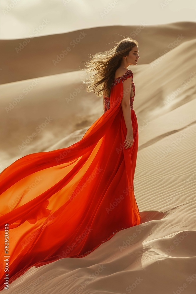 Fototapeta premium Woman walking through sand dunes