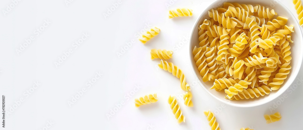 Italian cooked pasta soup top view with isolated white background, food, restaurant advertising Italian cooked pasta soup top view with isolated white background, food, restaurant advertising