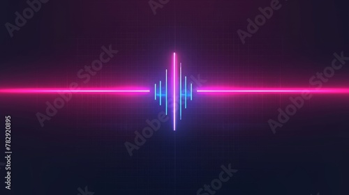 Waveform and abstract sound background modern illustration of neon audio voice. Radio pulse effect curve. Music track lines vibrant motion illustration. Electronic record graph chart. photo