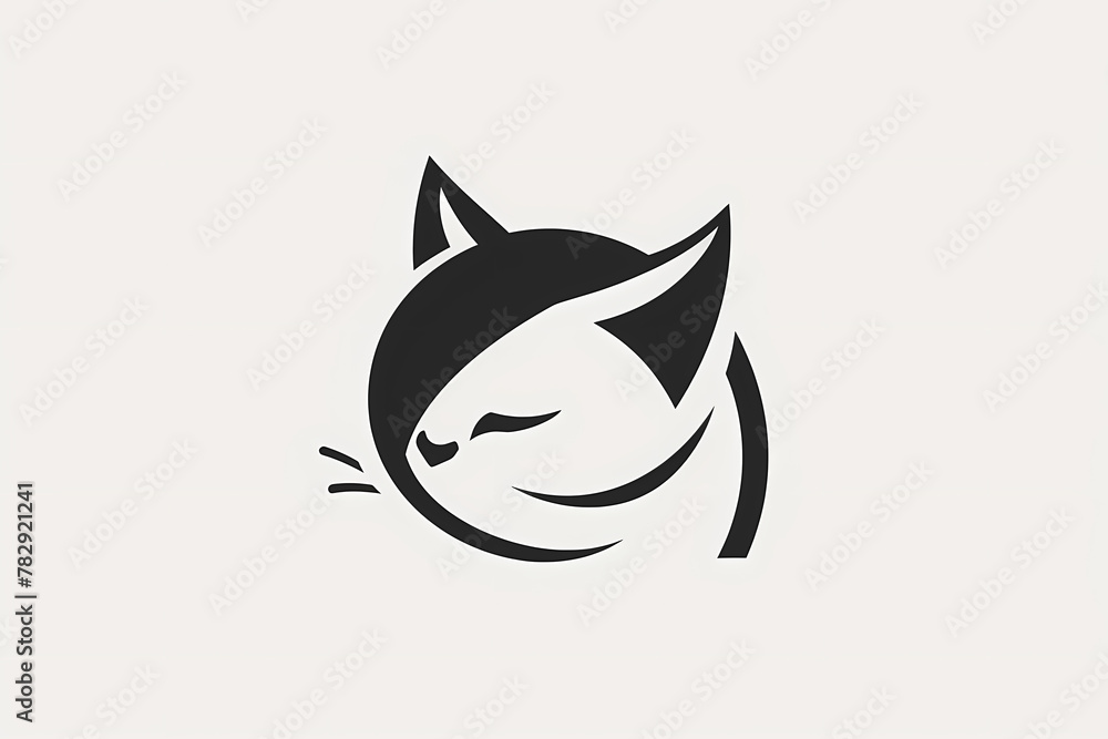 Feline Silhouette Logos in Black and White Monochrome Cat Profile