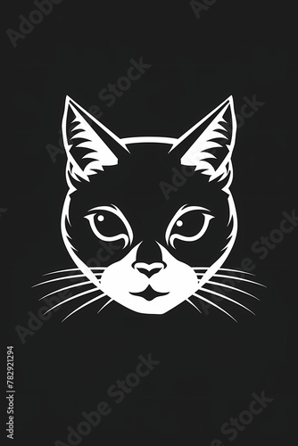 Feline Silhouette Logos in Black and White Monochrome Cat Profile Illustrations Stylized Cat Head Graphics Set Simplified Domestic Cat Logo Designs Minimalist Black Cat Silhouette Logos