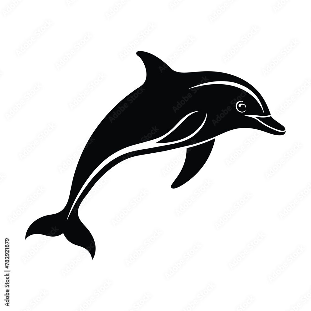 Fototapeta premium PrintA silhouette dolphin black and white logo vector clip art