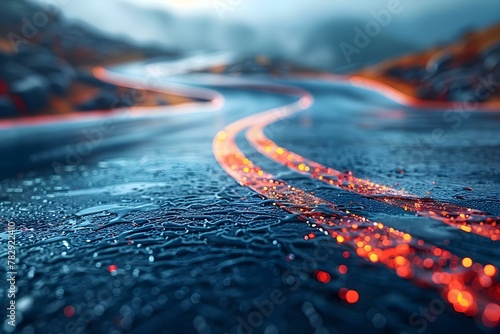 Dynamic Raceway Blur with Evocative Bokeh. Concept Auto Racing, Motion Blur, Bokeh, Speed, Excitement photo