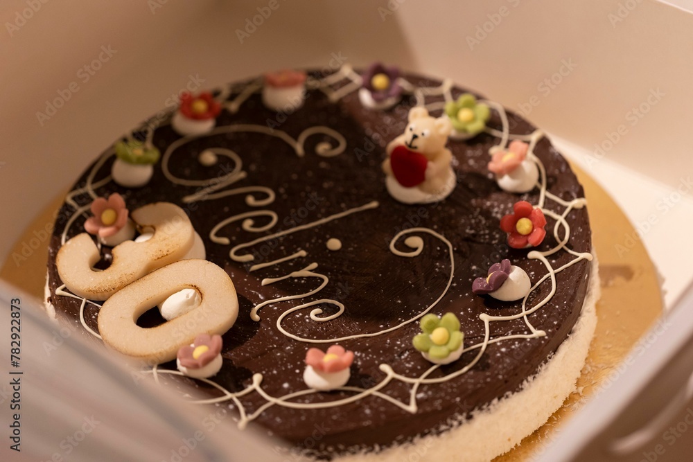 Fototapeta premium Chocolate cake with number 30
