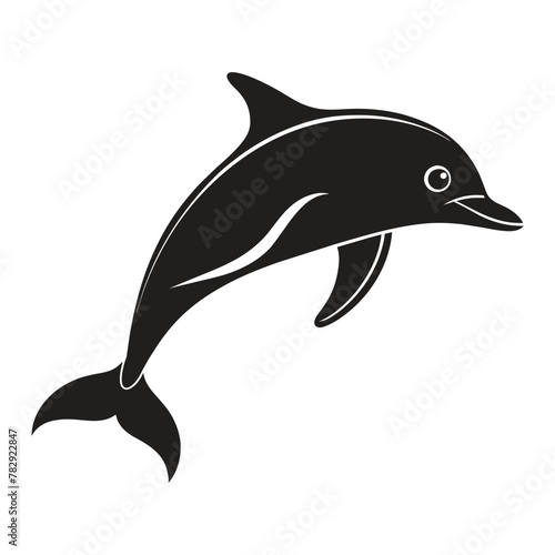 PrintA silhouette dolphin black and white logo vector clip art