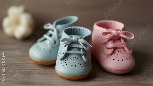 baby shoes on pink, ai generated