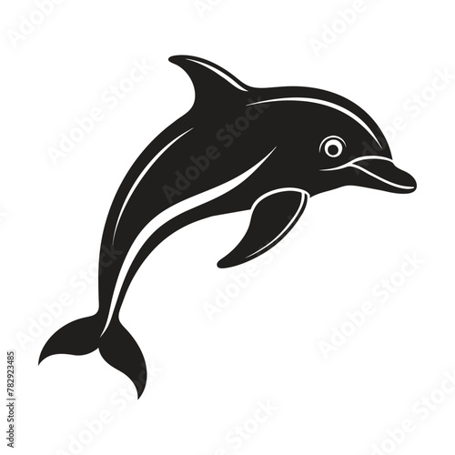 PrintA silhouette dolphin black and white logo vector clip art