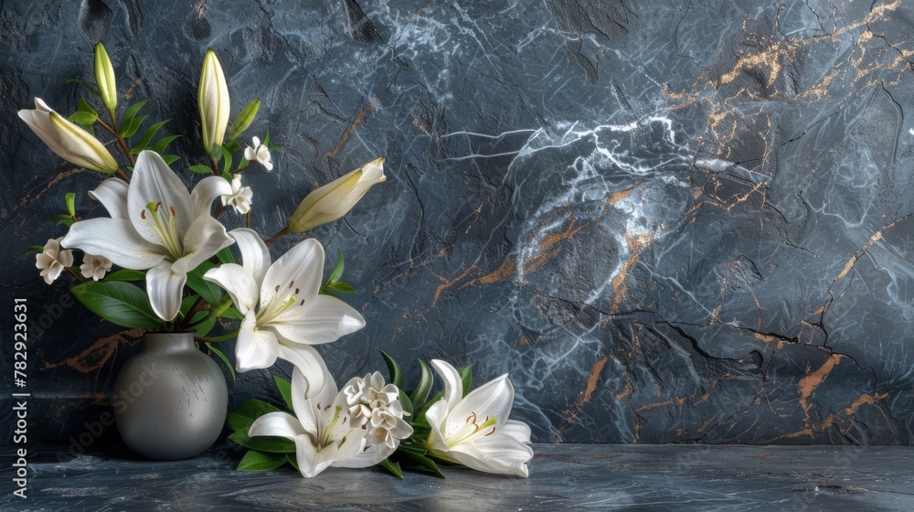 Slate Gray Embroidered Flower