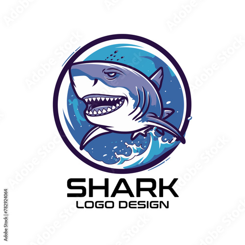 Shark Cartoon Vector Logo Design photo