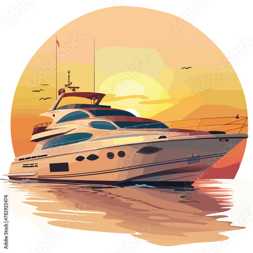 Yacht in Sunset Clipart clipart isolated on white background © Creative