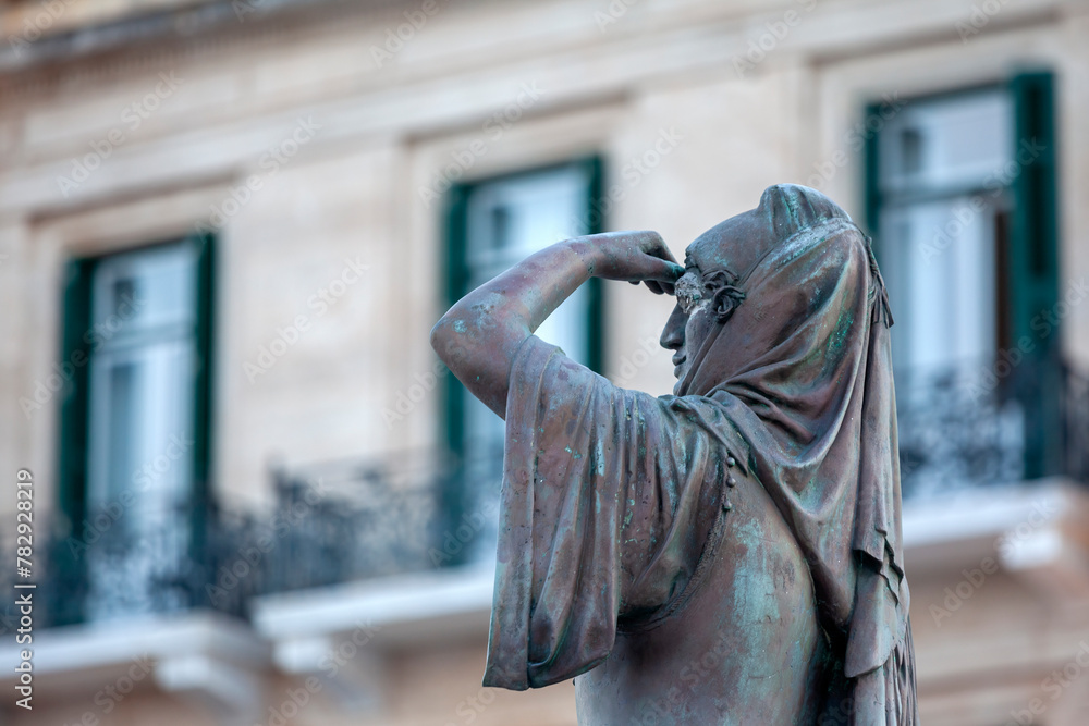 Statue of Laskarina Mpoumpoulina, a hero and military leader of Greek Independence War of 1821, a local figure of Spetses island, Greece.