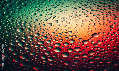 Red to green and water droplets background.
