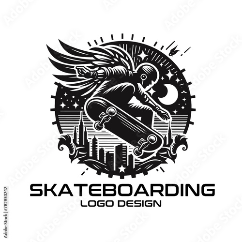 Skateboarding Vector Logo Design photo