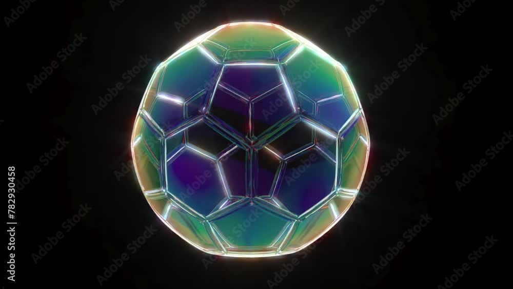 Neon ball football on black black able to rotate endless 4k Neon ball football on black black able to rotate endless 4k