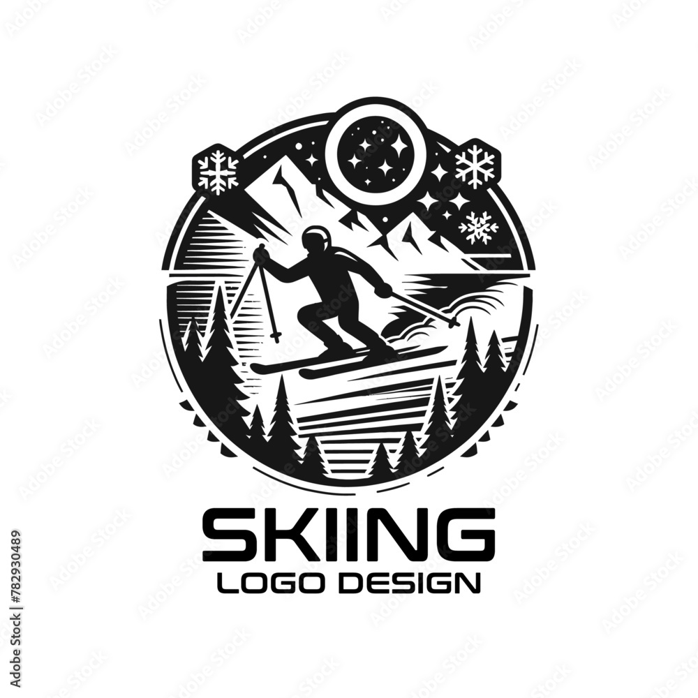Fototapeta premium Skiing Vector Logo Design 