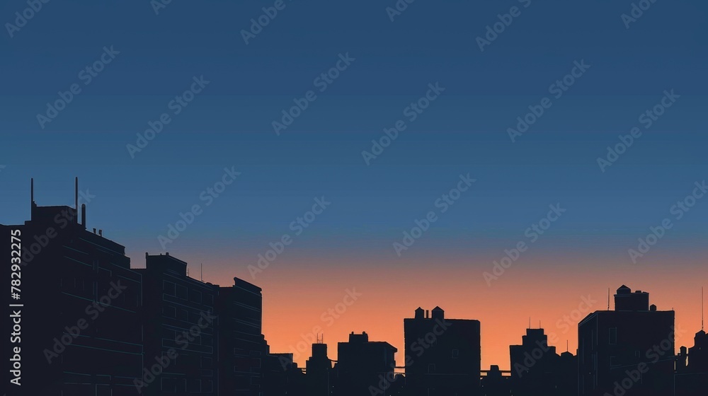 Urban Sunset Silhouette Against a Vivid Evening Sky