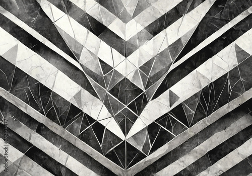 abstract black and white geometric pattern with old vintage texture