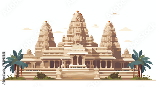 An ancient temple with towering columns and intricat
