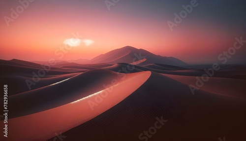 a long shot of a desert with some hills in the background © Wirestock