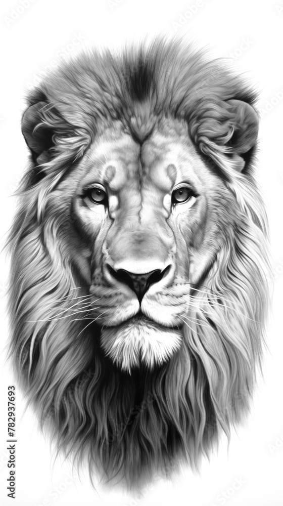 AI generated illustration of a monochrome drawing of a lion