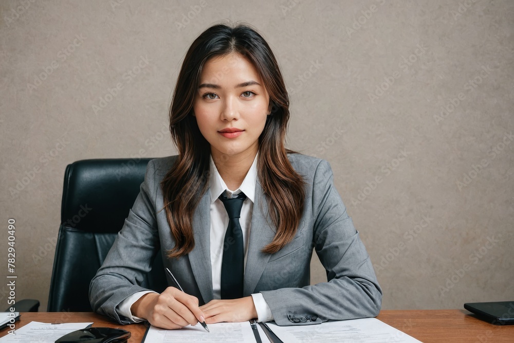 portrait of secretary, photo of employee at the workplace