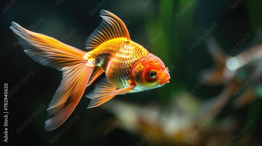 Close-up view of a fish in an aquarium, suitable for aquatic themes Close-up view of a fish in an aquarium, suitable for aquatic themes