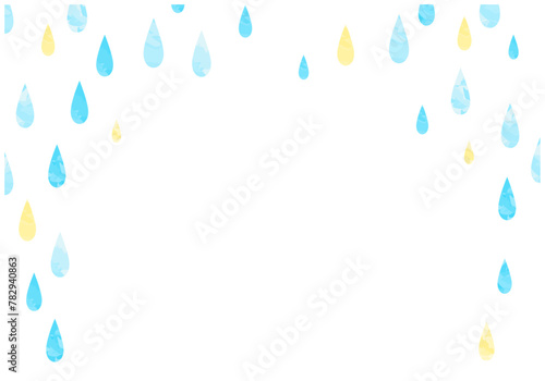 梅雨の雨が降る水滴パターン背景5水色