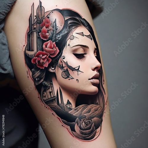 creative tattoos in a body, colorfull and meaningfull photo