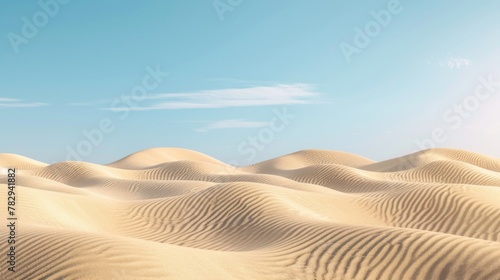 Serene Desert Dunes Landscape under a Sunlit Sky