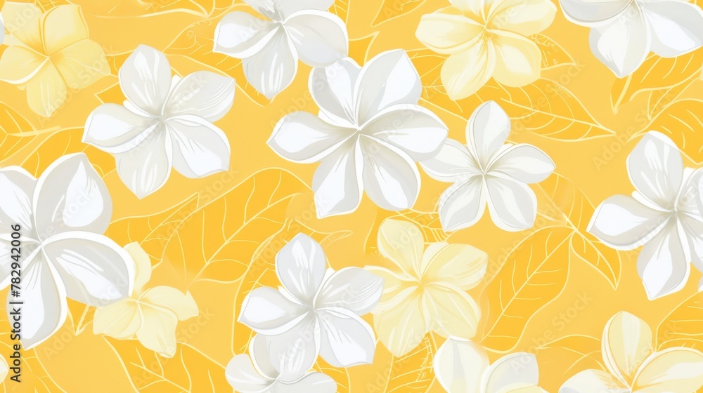 doodle of seamless pattern color of Plumeria is light yellow,dark yellow and white doodle of seamless pattern color of Plumeria is light yellow,dark yellow and white