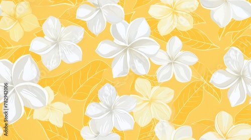 doodle of seamless pattern color of Plumeria is light yellow,dark yellow and white