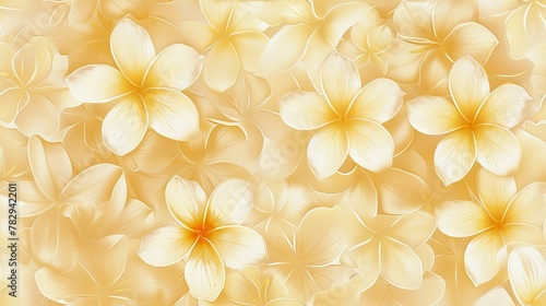 drypoint of seamless pattern color of Plumeria is light yellow,dark yellow and white photo