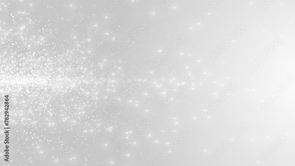 Abstract clean white gray background with flying glowing particles of light and dust. Flight of bright dots. Glitter and sparkles. seamless loop Abstract clean white gray background with flying glowing particles of light and dust. Flight of bright dots. Glitter and sparkles. seamless loop