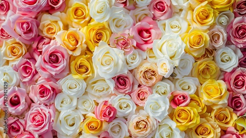 seamless pattern of small rose color of rose is white  yellow pink