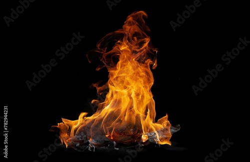 Isolated flames flicker on a pitch-black canvas, their fiery texture forming an abstract and captivating background.


 photo