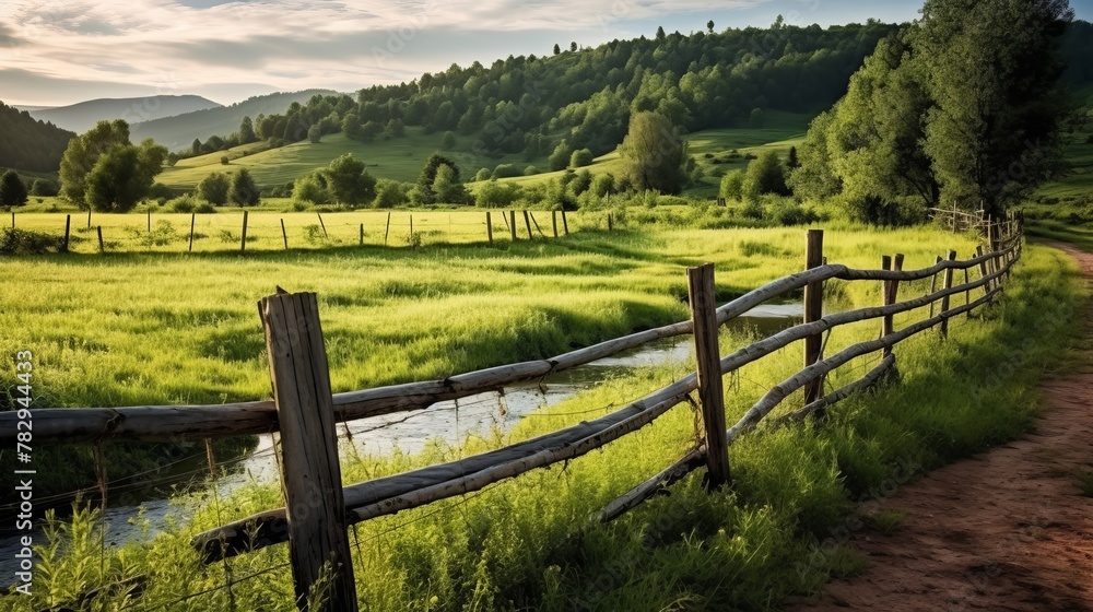 Country fence line pastoral setting