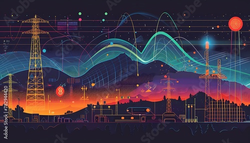 illustration explaining the electromagnetic spectrum, depicting the range of electromagnetic waves from radio waves to gamma rays photo