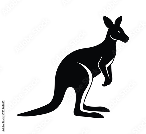 A silhouette kangaroo standing on a white background