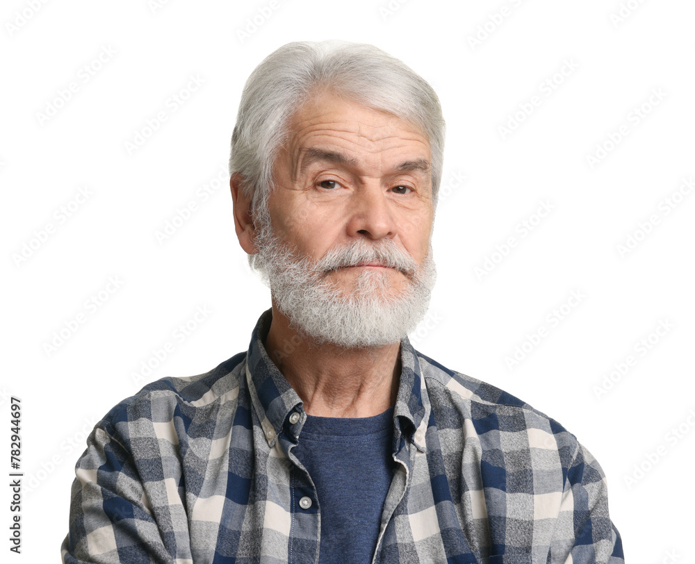 Senior man with mustache on white background Senior man with mustache on white background