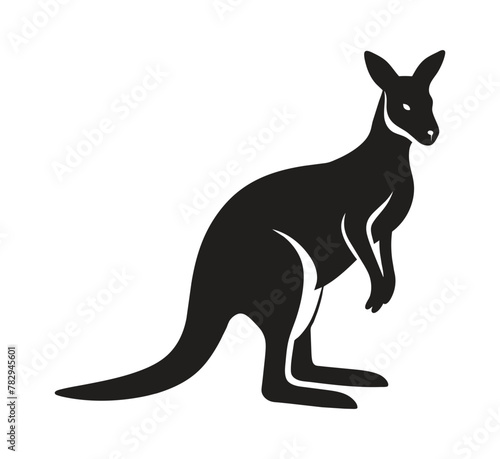 A silhouette kangaroo standing on a white background photo