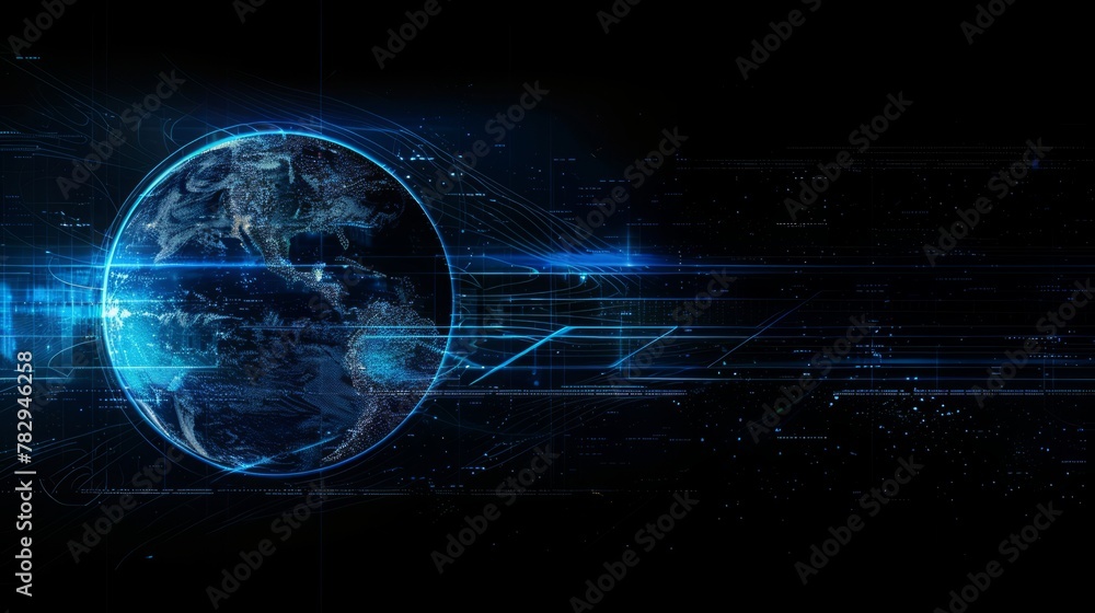 Obraz premium Connectivity, environmental protection, communication, networking, visualization, iot, blockchain, Earth