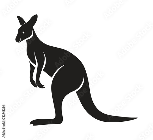 A silhouette kangaroo standing on a white background