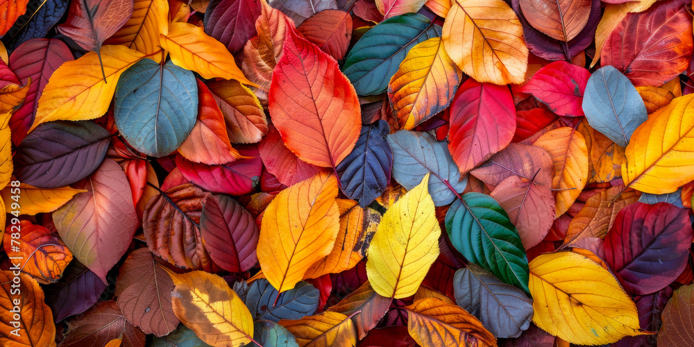 Vibrant Autumn Leaves Mosaic in Full Spectrum Colors Vibrant Autumn Leaves Mosaic in Full Spectrum Colors