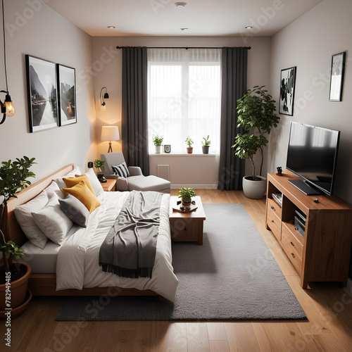 modern living room with fireplace