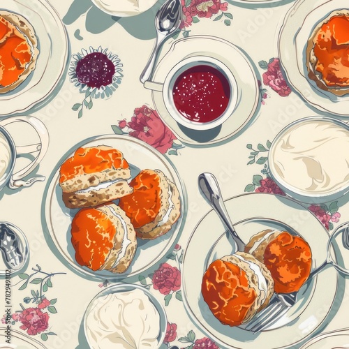 Wallpaper Mural A table set with plates of food and silverware. Ideal for restaurant menus Torontodigital.ca