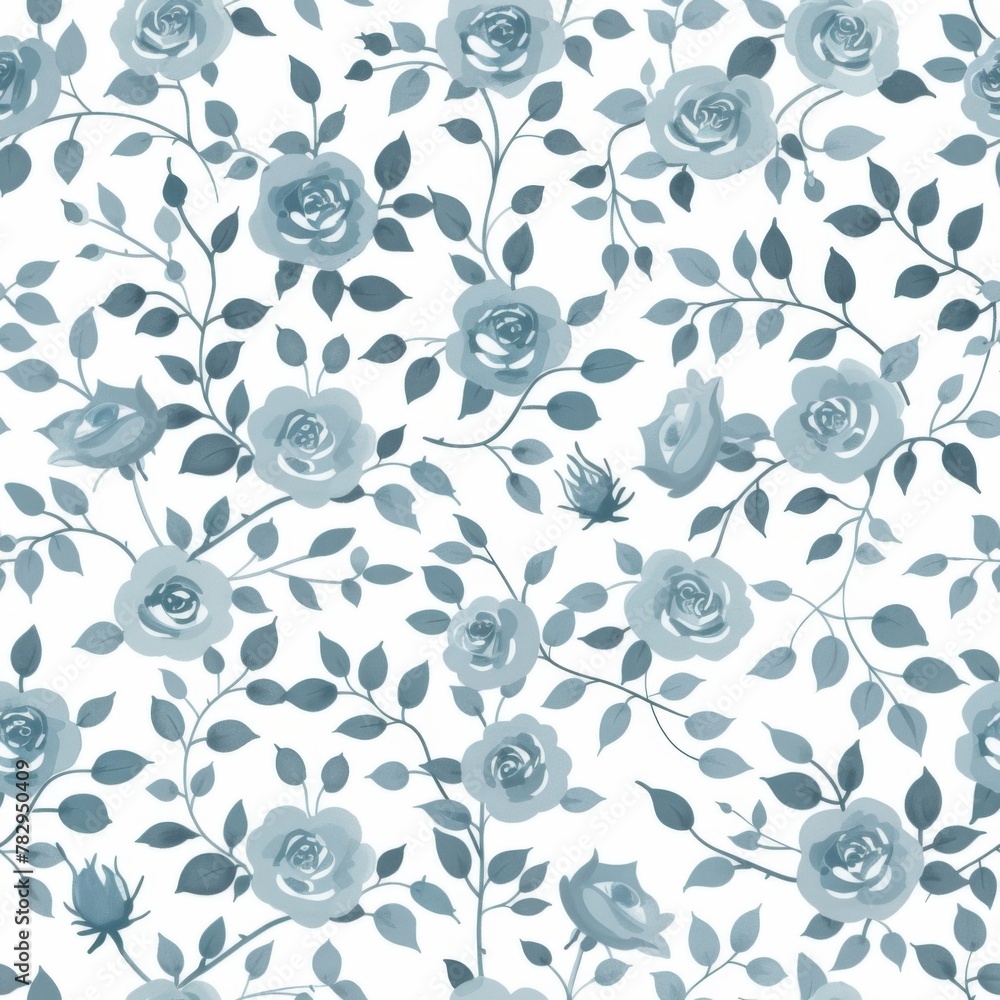 Elegant Monochrome Floral Pattern with Stylish Roses Elegant Monochrome Floral Pattern with Stylish Roses