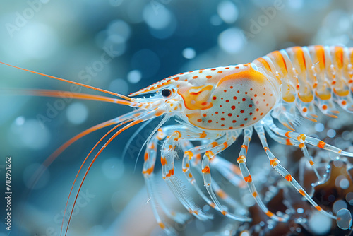 A Portrait of Underwater Harmony Where Shrimp and Greenery Unite