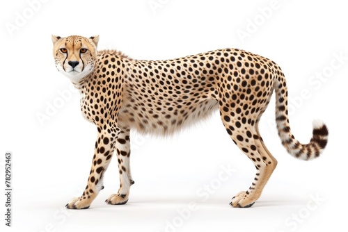 Graceful Cheetah in Isolation. 3D Render of Majestic Feline on White Background for Wildlife Enthusiasts