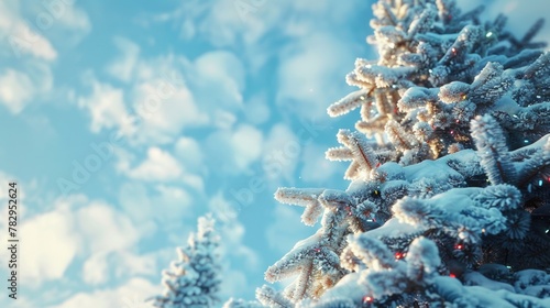 Detailed shot of a tree covered in snow, suitable for winter themes