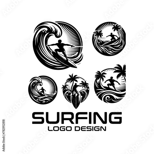 Surfing Vector Logo Design